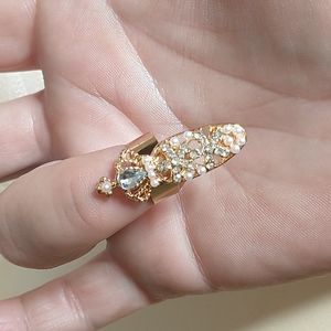 Gold Pearl/Rhinestone Nail Ring!